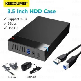 Caja HDD de 3,5 pulgadas SATA a USB 3,0, lector de disco duro externo 