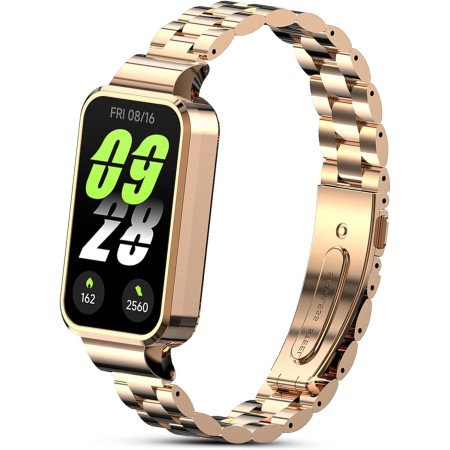RenSheng Correa para Redmi Smart Band 3 Pulsera, Correa de Metal Compatible con Xiaomi Smart Band 9 Active Correa Pulsera de