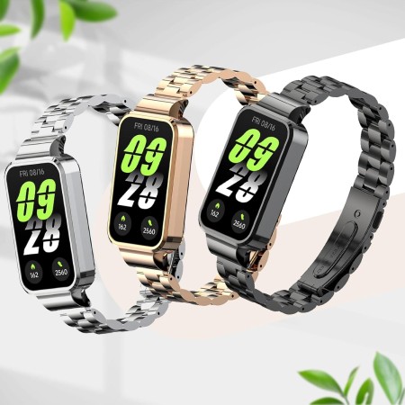 RenSheng Correa para Redmi Smart Band 3 Pulsera, Correa de Metal Compatible con Xiaomi Smart Band 9 Active Correa Pulsera de