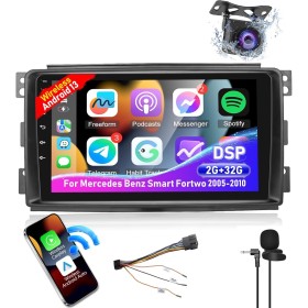 [2+32G] Radio Android 13 para Mercedes Benz Smart Fortwo 2005-2010 con Carplay y Android Auto - Pantalla Táctil HD de 9 Pulgadas