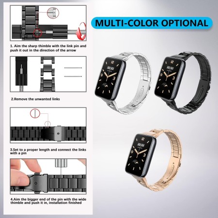 SeNool Correa de Metal para Xiaomi Smart Band 9 Pro/8 Pro, Pulsera de Repuesto de Acero Inoxidable para Redmi Watch 5/4 - Plata