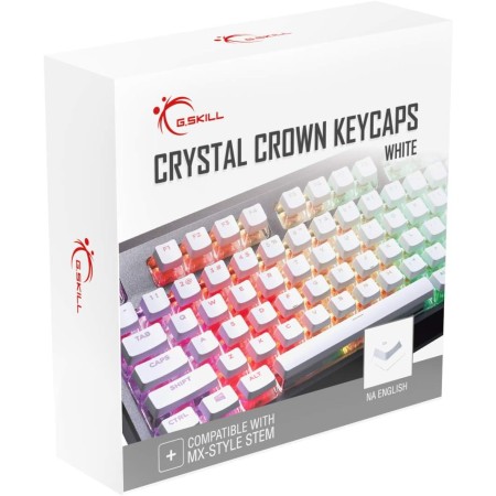 G.SKILL Crystal Crown Keycaps - Juego de teclas con capa transparente para teclados mecánicos, teclas completas de 104, diseño