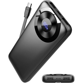 Power Bank Bateria Externa 10000mAh, 3A Carga Rapida Bateria Portatil USB-C in&out con 4 Salidas, Cargador Portatil con Cable