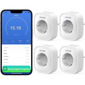 GHome Smart Enchufe Inteligente,Smart Alexa Plug Compatible con Alexa Google Home,Control Remoto por APP,Mide el Consumo de