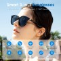 GetD Gafas Bluetooth,Open-Ear Smart Glasses, Gafas de Sol polarizadas Grandes, Bluetooth5.4 Audio Glasses, Anti-Sound Leakage,