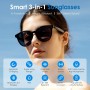 GetD Gafas Bluetooth,Open-Ear Smart Glasses, Gafas de Sol polarizadas Grandes, Bluetooth5.4 Audio Glasses, Anti-Sound Leakage,