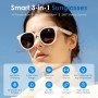 GetD Gafas Bluetooth,Open-Ear Smart Glasses, Gafas de Sol polarizadas Grandes, Bluetooth5.4 Audio Glasses, Anti-Sound Leakage,