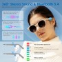 GetD Gafas Bluetooth,Open-Ear Smart Glasses, Gafas de Sol polarizadas Grandes, Bluetooth5.4 Audio Glasses, Anti-Sound Leakage,