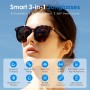 GetD Gafas Bluetooth,Open-Ear Smart Glasses, Gafas de Sol polarizadas Grandes, Bluetooth5.4 Audio Glasses, Anti-Sound Leakage,