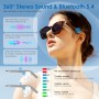 GetD Gafas Bluetooth,Open-Ear Smart Glasses, Gafas de Sol polarizadas Grandes, Bluetooth5.4 Audio Glasses, Anti-Sound Leakage,