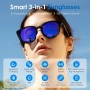 GetD Gafas Bluetooth,Open-Ear Smart Glasses, Gafas de Sol polarizadas Grandes, Bluetooth5.4 Audio Glasses, Anti-Sound Leakage,