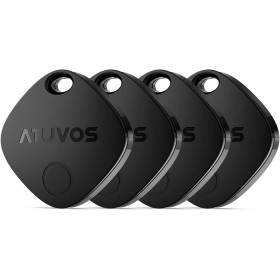 ATUVOS Air Tag Smart Tracker 4 Pack Negro, Buscador de Objetos Bluetooth Funciona con Buscar Apple (Sólo iOS, Android no
