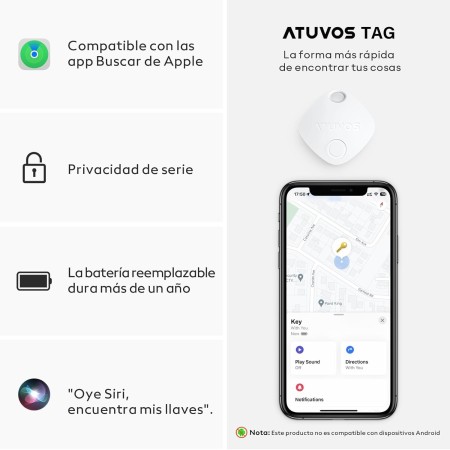 ATUVOS Air Tag Smart Tracker 4 Pack Negro, Buscador de Objetos Bluetooth Funciona con Buscar Apple (Sólo iOS, Android no