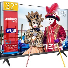 TESLA - Smart TV de 32" (81cm), Televisión Android TV 11, Hey Google Official Assistant, WiFi & Bluetooth, 2 Altavoces de 10W,