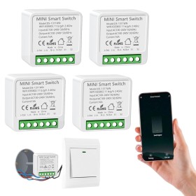4PC Interruptor de Luz Inteligente WIFI, Interruptore Inteligente Alexa, Smart Switch,Interruptori Inteligente Compatible con