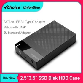 UnionSine-funda HDD de 3,5 pulgadas, adaptador SATA a USB 3,1 tipo C, 