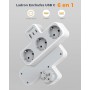 TESSAN Ladron Enchufes Plano con USB C, 6 en 1 Ladrón Enchufes Multiples USB, Triple Cargador Multiple 3600W, Regleta Pared para