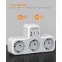 TESSAN Ladron Enchufes Plano con USB C, 6 en 1 Ladrón Enchufes Multiples USB, Triple Cargador Multiple 3600W, Regleta Pared para