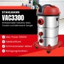 STAHLMANN VAC3300 - Aspiradora industrial en seco (depósito de 30 L, enchufe integrado, potente 3300 W, con y sin bolsa, función
