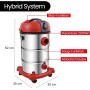 STAHLMANN VAC3300 - Aspiradora industrial en seco (depósito de 30 L, enchufe integrado, potente 3300 W, con y sin bolsa, función