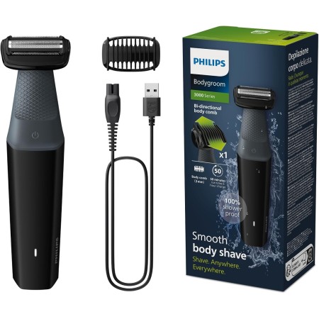Philips BG3017/01 Afeitadora Corporal Masculina, Bodygroom Serie 3000, Impermeable, con 1 Peine-guía, 50 min de Autonomía,