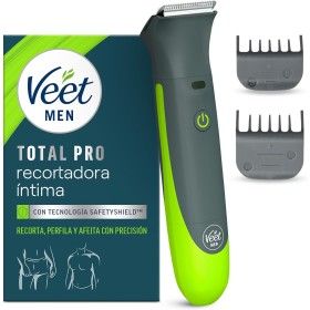 Veet Total Pro, Recortadora para partes íntimas, Maquina de Afeitar Hombre Resistente al agua, con cargador USB, adecuado para