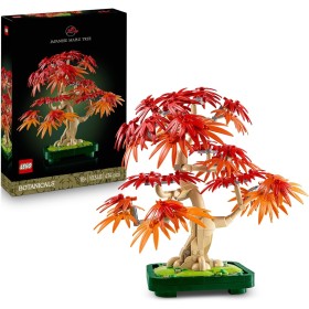 LEGO Botanical Bonsái de Arce Rojo Japonés - Planta Artificial con Hojas Rojas y Naranjas en Maceta - Maqueta para Construir