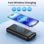 Bateria Externa Inalámbrico 26800mAh con 3 Cables, 7 en 1 Wireless Power Bank Carga Rápida 25W PD3.0+QC4.0, 6 Puertos Powerbank