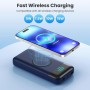 Bateria Externa Inalámbrico 26800mAh con 3 Cables, 7 en 1 Wireless Power Bank Carga Rápida 25W PD3.0+QC4.0, 6 Puertos Powerbank