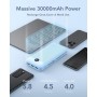 VEGER Power Bank,30000mAh Bateria Externa con Pantalla LED Bateria Portatil USB C Carga rapida PD 20W QC 3.0 con 2 Entradas y 4