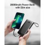 Power Bank 20000mAh con Cables Integrados, VEEKTOMX Bateria Externa Carga Rapida, Bateria Portatil Powerbank Viaje Cargador