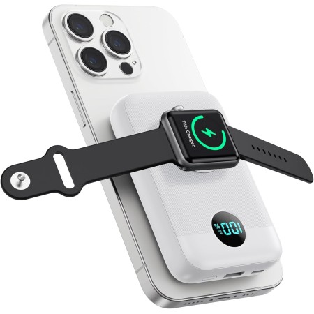 Power Bank Magnético para MagSafe, 4-in-1 10800mAh Bateria Externa Inalámbrica QC4.0+PD 22,5W USB C Carga Rapida Bateria