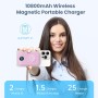 Power Bank Magnético para MagSafe, 4-in-1 10800mAh Bateria Externa Inalámbrica QC4.0+PD 22,5W USB C Carga Rapida Bateria