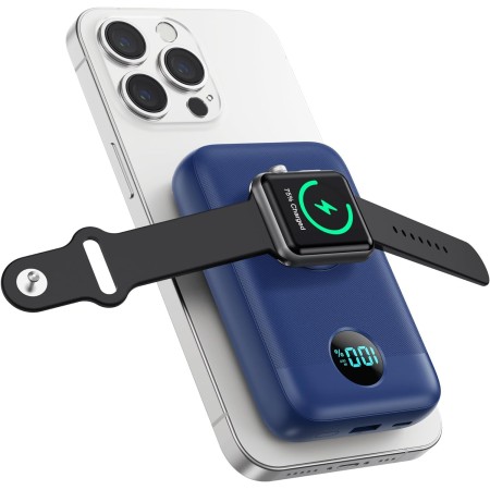 Power Bank Magnético para MagSafe, 4-in-1 10800mAh Bateria Externa Inalámbrica QC4.0+PD 22,5W USB C Carga Rapida Bateria