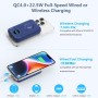 Power Bank Magnético para MagSafe, 4-in-1 10800mAh Bateria Externa Inalámbrica QC4.0+PD 22,5W USB C Carga Rapida Bateria