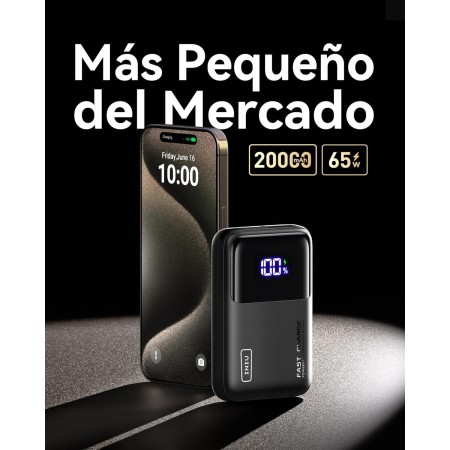 INIU Power Bank, 65W 20000mAh Bateria Externa Carga Rapida, Cargador Portatil USB C Input & Output para MacBook Pro Steam Deck