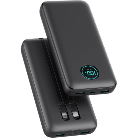 Power Bank 26800mAh con Cable, PD 25W QC4.0 Carga Rápida Batería Externa USB C, 5 Salidas Bateria Portatil con Pantalla LCD