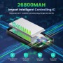 Power Bank 26800mAh con Cable, PD 25W QC4.0 Carga Rápida Batería Externa USB C, 5 Salidas Bateria Portatil con Pantalla LCD