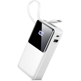Power Bank 10000mAh, Batería Externa Carga Rapida 5V/3A Bateria Portatil Cable Integrado con Entrada y Salida USB C de Alta