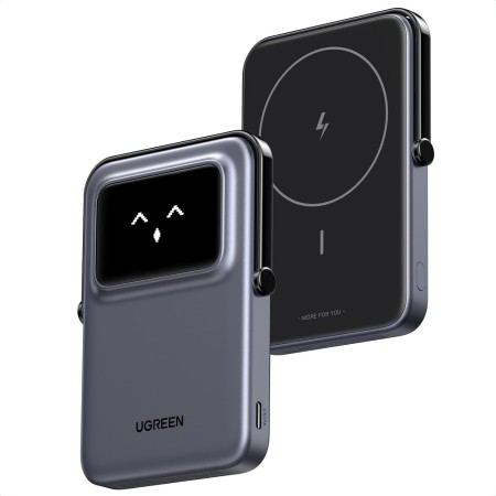 UGREEN Uno Power Bank Magnético 5000mAh, Cargador Portátil PD 20W, Batería Externa Inalámbrica con Pantalla y Soporte,