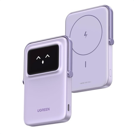 UGREEN Uno Power Bank Magnético 5000mAh, Cargador Portátil PD 20W, Batería Externa Inalámbrica con Pantalla y Soporte,