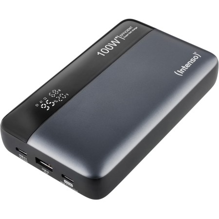 Intenso Powerbank HE20000 - Batería Externa (100 W, Cable de Carga USB-C a USB-C, 20000 mAh), Color Gris y Negro