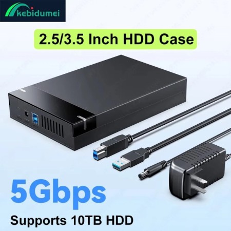 Caja HDD de 2,5/3,5 pulgadas, carcasa de disco duro USB 3,0 de 5Gbps, 