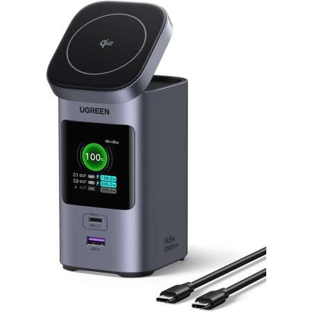UGREEN Nexode Power Bank 20000mAh 145W, Batería Externa Carga Inalámbrica Qi2 15W con 2 USB C 1 Tipo A, Cargador Portatil