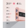 VRURC Batería Externa 20000mAh Mini Power Bank Carga Rapida 22.5W PD & QC 3.0 USB C Cargador Portatil compacta con 3 Entrada & 4