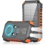 Cargador Solar Power Bank 27000mah - Riapow 22,5W Carga Rápida Batería Externa Inalámbrica con 2 Cables Integrado y Linternas,