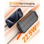 Cargador Solar Power Bank 27000mah - Riapow 22,5W Carga Rápida Batería Externa Inalámbrica con 2 Cables Integrado y Linternas,