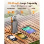 Cargador Solar Power Bank 27000mah - Riapow 22,5W Carga Rápida Batería Externa Inalámbrica con 2 Cables Integrado y Linternas,