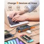 Cargador Solar Power Bank 27000mah - Riapow 22,5W Carga Rápida Batería Externa Inalámbrica con 2 Cables Integrado y Linternas,