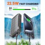 Cargador Solar Power Bank 27000mah - Riapow 22,5W Carga Rápida Batería Externa Inalámbrica con 2 Cables Integrado y Linternas,